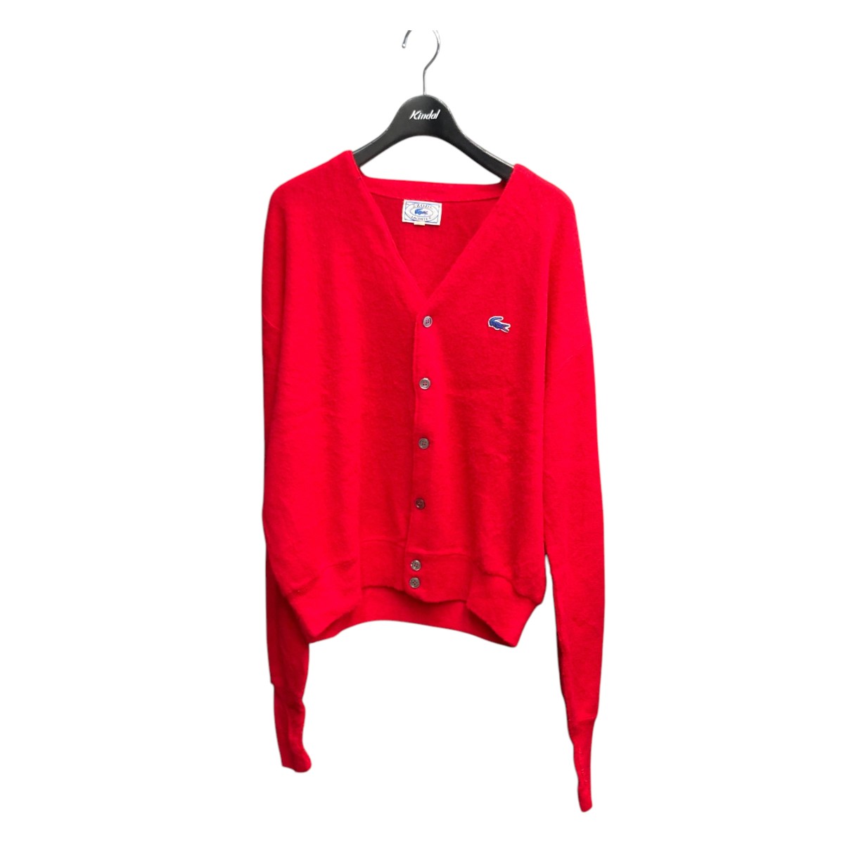 【中古】LACOSTEIZOD 青ワニ 糸巻タグ カーディガン レッド サイズ：L【価格見直し】