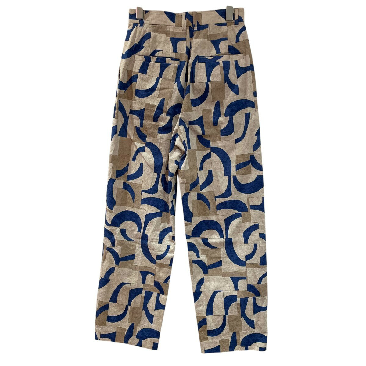 【中古】6(ROKU) BEAUTY＆YOUTHCOTTON KIKA PANTS 総柄パンツ 8416-299-0399 ブルー×ベージュ サイズ：34【価格見直し】