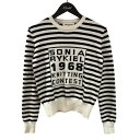 【中古】SONIA RYKIEL Cotton And Cashmere Round-neck Sweater ボーダーニット 23E49U98 ホワイト×ブラ...