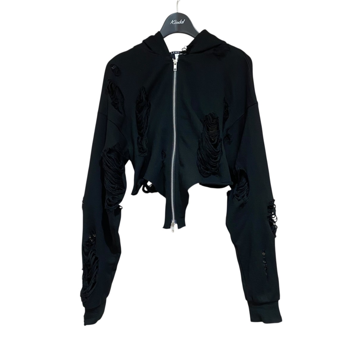 【中古】LIMI feu　25SS CRUSHED FLEECE LINING CURVED HEM HOODIE LP-T03-033 ブラック サイズ：2 【100525】（リミフゥ）