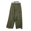 【中古】AURALEE 18AW WASHED FINX CHINO TUCK WIDE PANTS チノタックワイドパンツ A8AP03CN オリーブ サイズ...