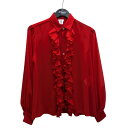 【中古】noir kei ninomiya 24SS シフォンフリルブラウス 3M-B014 レッド サイズ:XS 【130525】(ノワールケイニノミヤ)