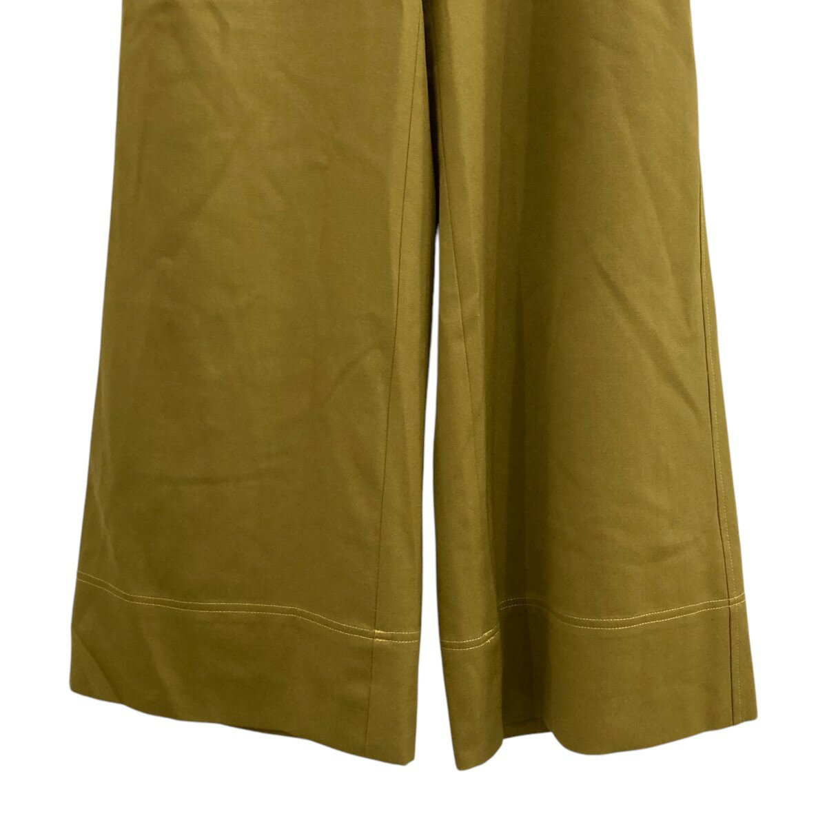 【中古】CABaNウールツイル ワイドパンツ 39-04-24-04002 マスタード サイズ：S【価格見直し】