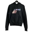 【中古】OFFWHITE ピストルプリントプルオーバーパーカー ブラック サイズ:XXS 【140525】(オフホワイト)(4)