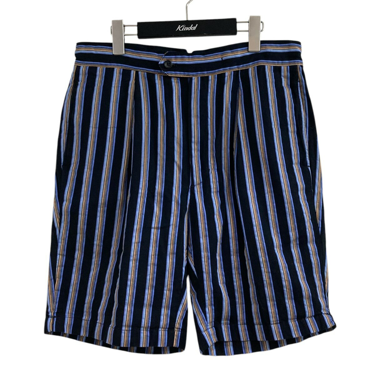 【中古】Engineered Garments　ストライプショーツ ネイビー×スカイブルー サイズ：