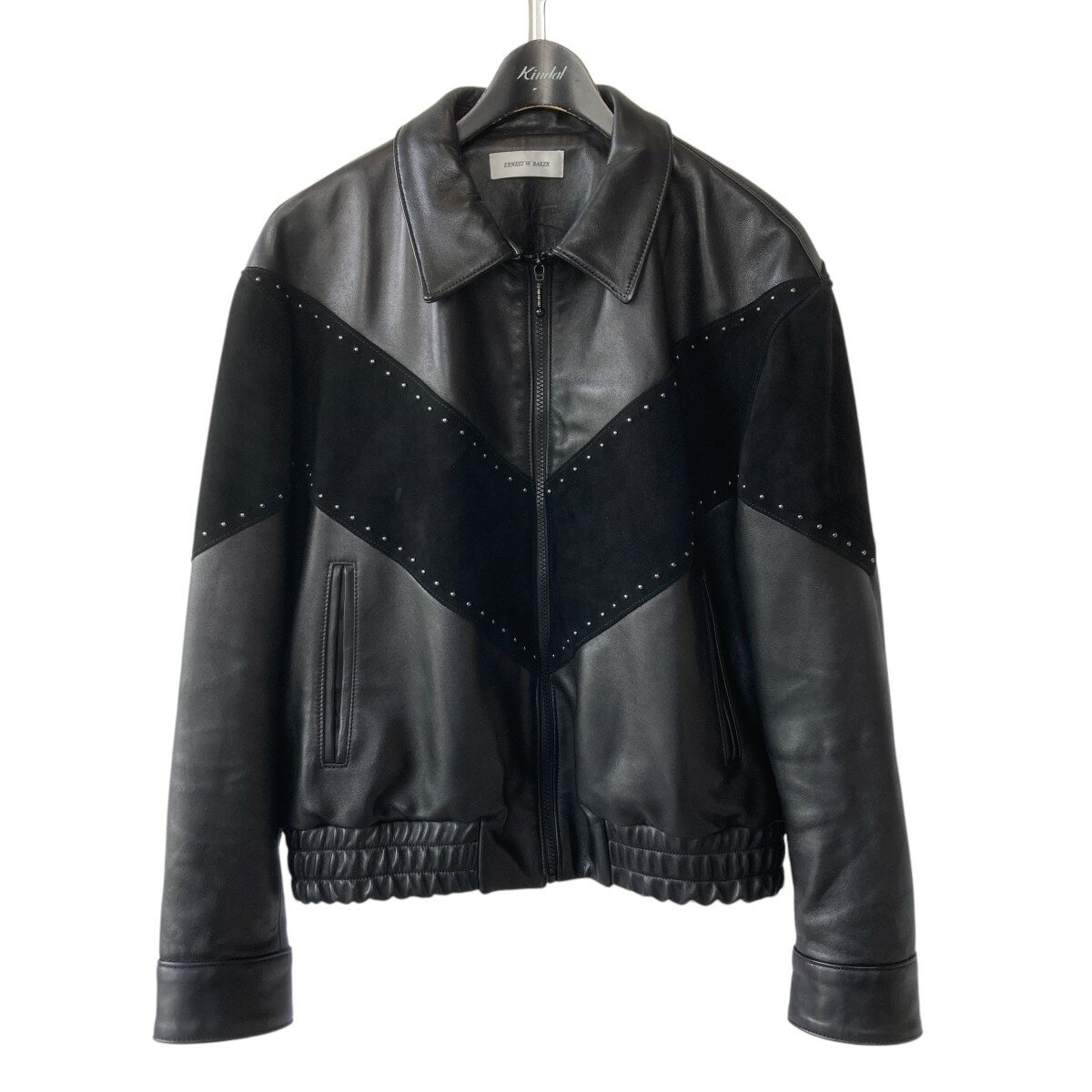 【中古】ERNEST W.BAKER 25SS SUEDE & LEATHER BOBBER レザージャケット ブラック サイズ:48 【170525】(アーネスト ダブル ベイカー)