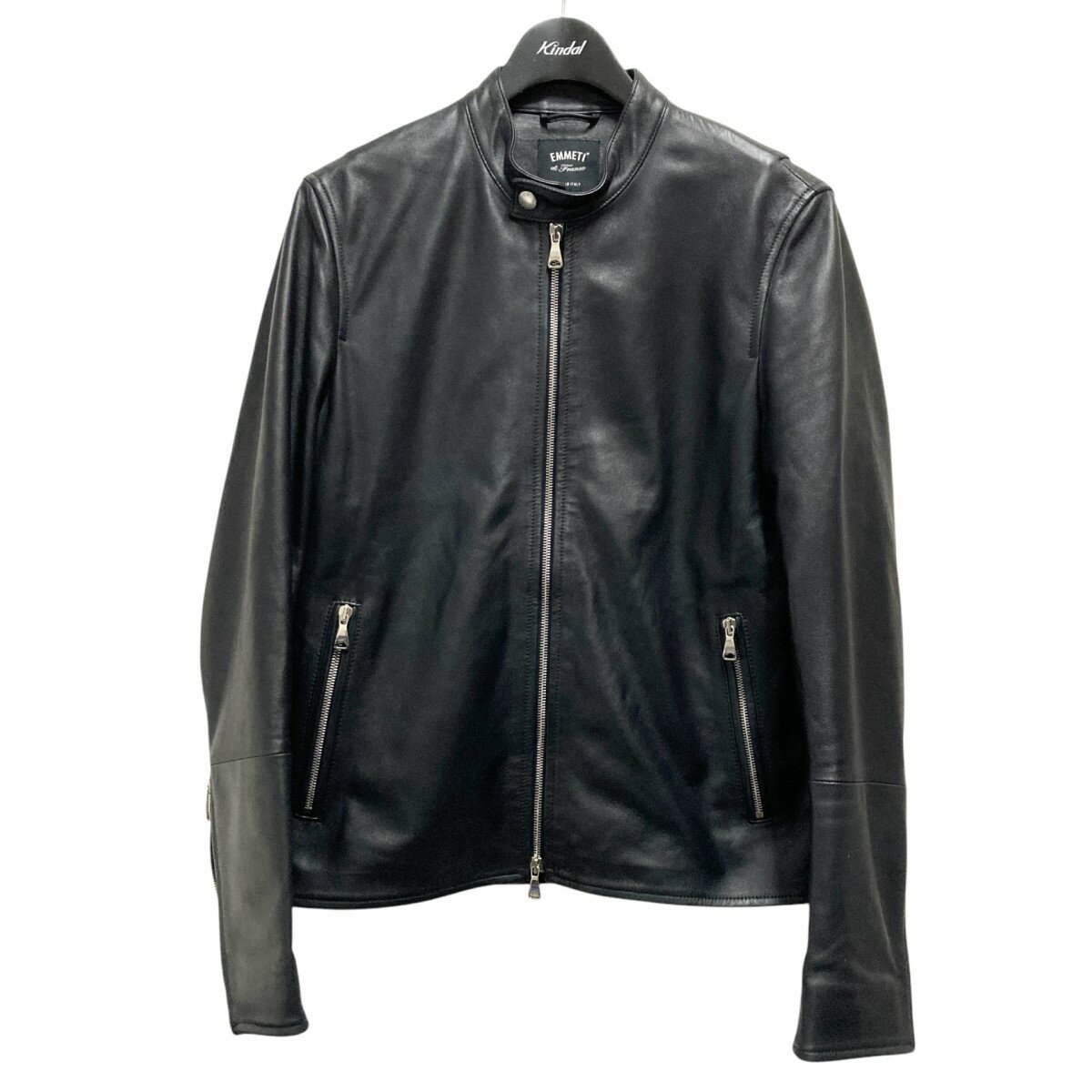 【中古】EMMETI JURI シングルライダースジャケット GIAPPONE 078 ブラック サイズ:46 【200525】(エンメティ)