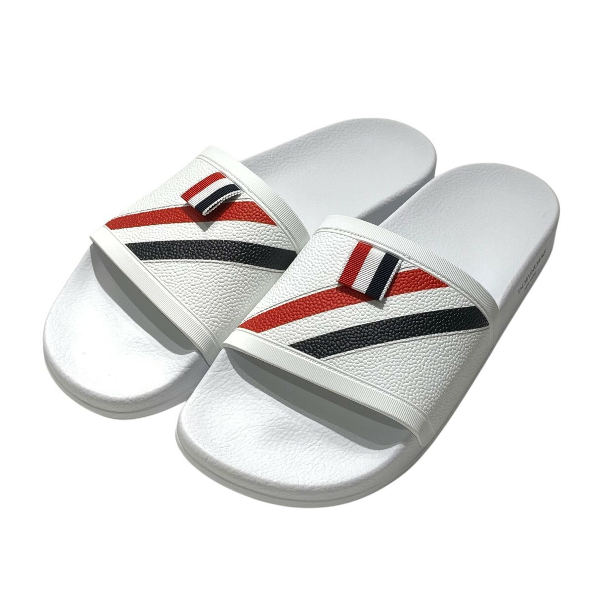 【中古】Thom Browne　シャワーサンダル ホワイト サイズ：41(25.5cm相当） 【200525】（トム・ブラウ..