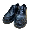 【中古】PRADA ダイアパソン オペークブラッシュドレザー レースアップシューズ ブラック サイズ:8 【240525】(プラダ)