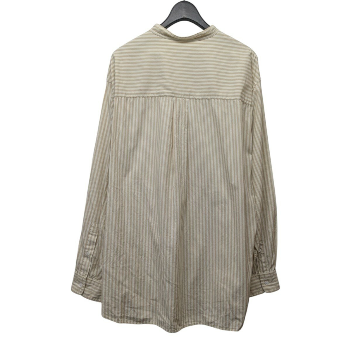 【中古】steven alanLOOSE FIT スタンドカラーストライプシャツ 8199-218-4939 ベージュ×ホワイト サイズ：L【価格見直し】