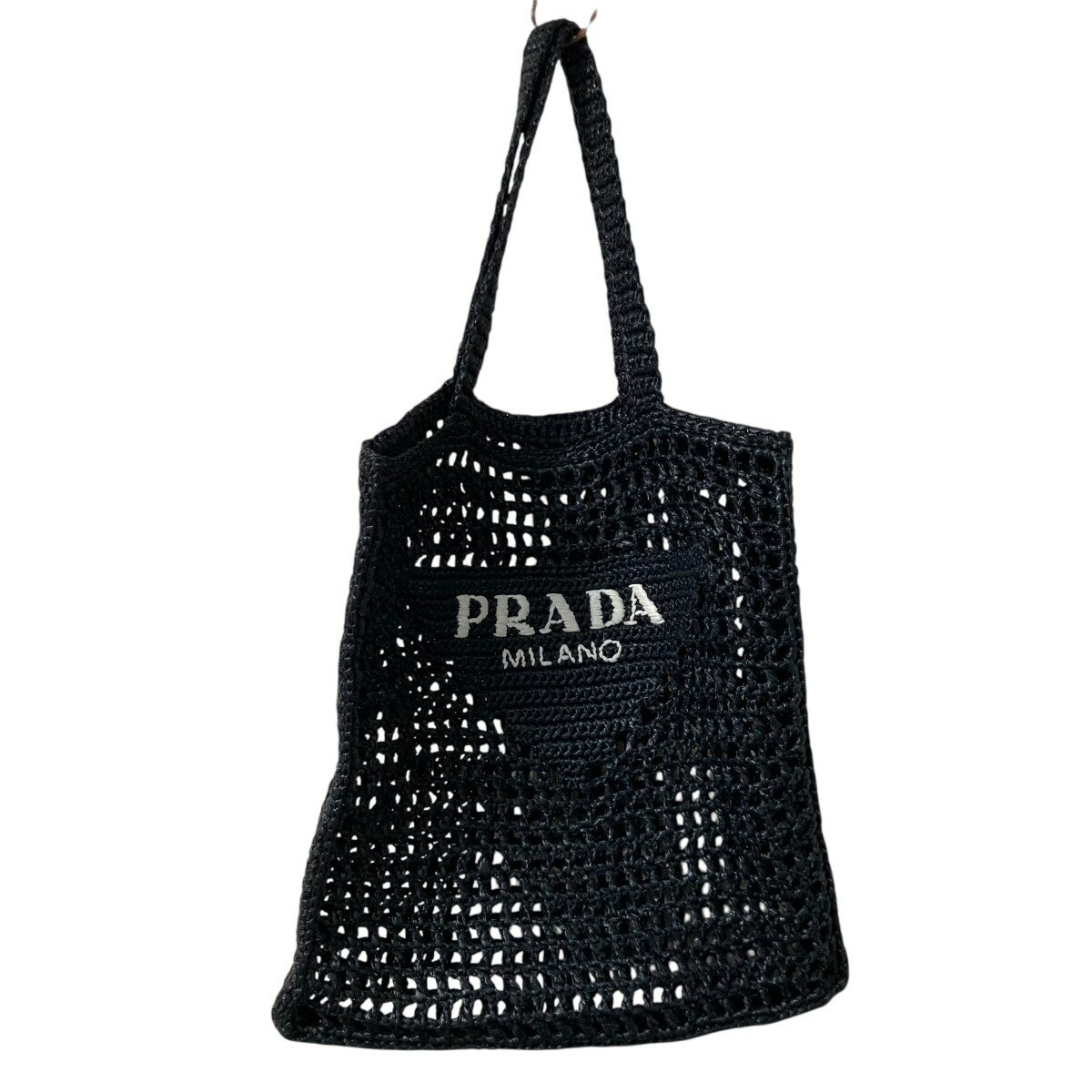 【中古】PRADA　ラフィアトートバッグ トートバッグ 1BG393 ブラック 【260525】（プラダ）のサムネイル