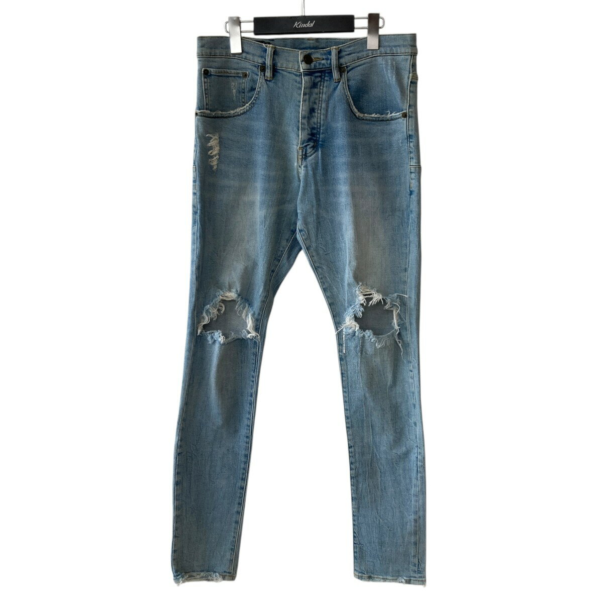 【中古】PURPLE BRANDクラッシュ デニムパンツ スカイブルー サイズ:30【価格見直し】