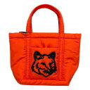 【中古】MAISON KITSUNE 「FOX HEAD PUFFER MINI TOTE」 ハンドバッグ NW05115WQ4035 オレンジ 【260525...