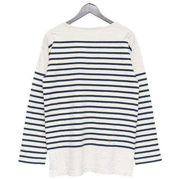 【中古】45Rバスクの908シャツ　バスクシャツ　ボーダーロングスリーブTシャツ ベージュ×ネイビー サイズ：3【価格見直し】
