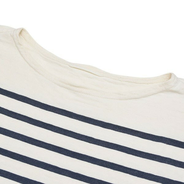 【中古】45Rバスクの908シャツ　バスクシャツ　ボーダーロングスリーブTシャツ ベージュ×ネイビー サイズ：3【価格見直し】