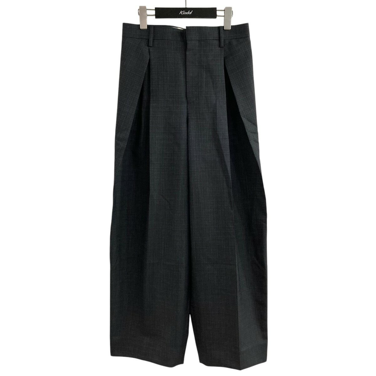 【中古】beautiful people　エンドオンエンドスーチング3タックセミワイドパンツ グレー
