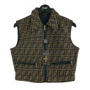 【中古】FENDI ズッカ柄ジップアップベスト ブラウン サイズ:40 【290525】(フェンディ)(4)