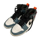 【中古】NIKE×FACETASM Nike Air Jordan 1 Mid ハイカットスニーカー CU2802-100 ネイビー サイズ:27 【30052...