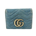 【中古】GUCCI GGマーモント 2つ折り財布 466492 0416 インディゴ 【300525】(グッチ)