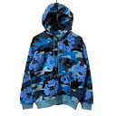 【中古】Denim Tears 24AW CAMO Cotton Wreath ZIP Hoodie カモ柄リースジップパーカー ブルー サイズ:S 【3005...
