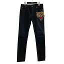 【中古】GUCCI パンサーデニムパンツ 470225 ブラック サイズ:28 【300525】(グッチ)