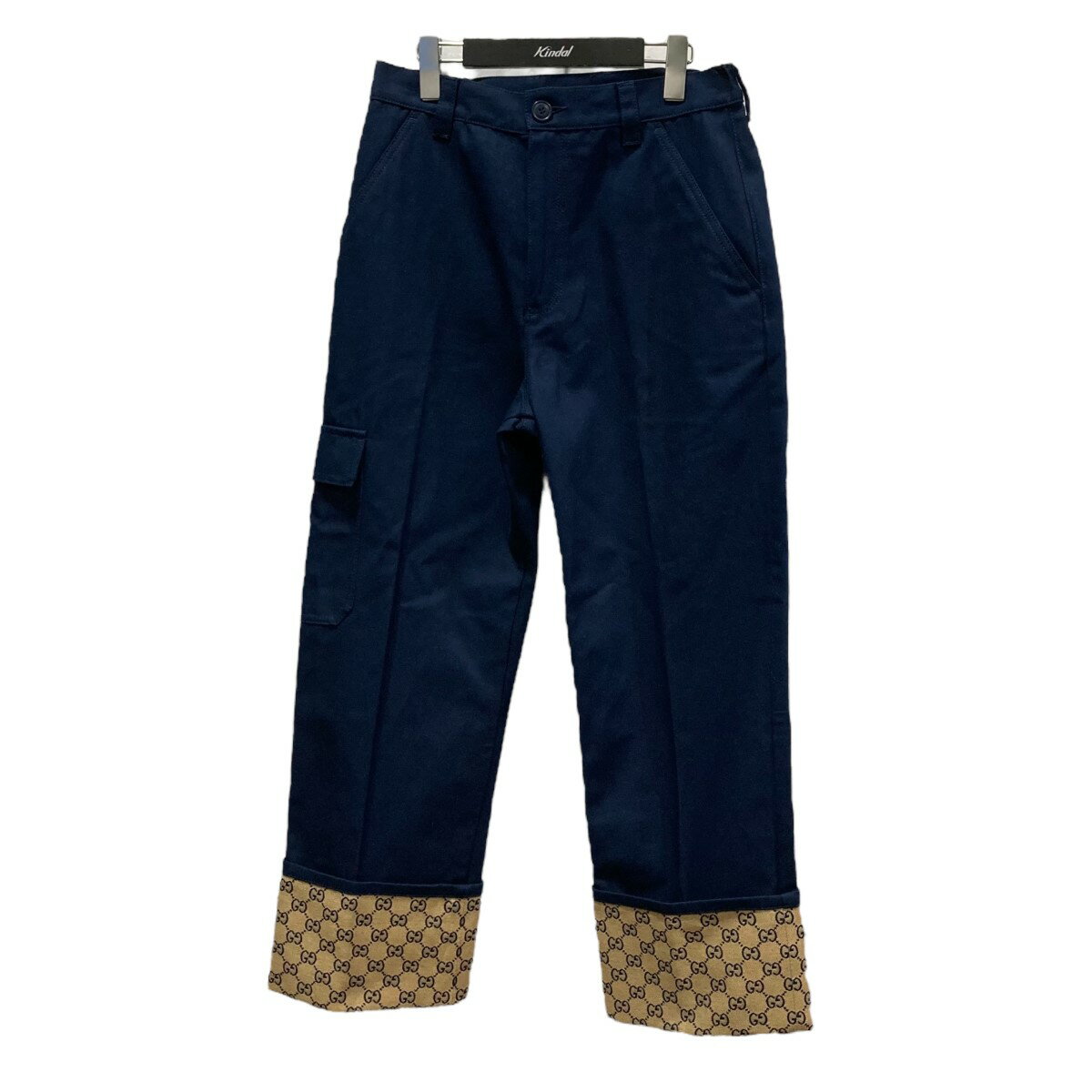 【中古】GUCCI GG柄コットンキャンバスパンツ 753122 ネイビー サイズ:44 【300525】(グッチ)