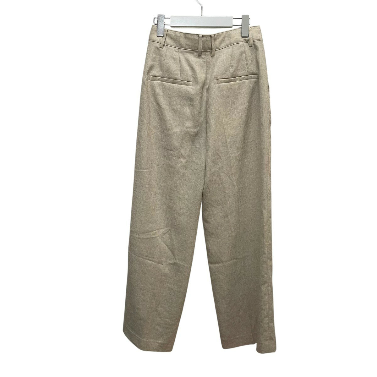 【中古】green label relaxing　リネンライク パンツ —マシンウォッシャブル・ストレッチ パンツ 3514-199-1972 ベージュ サイズ：38 【300525】（グリーンレーベルリラクシング）