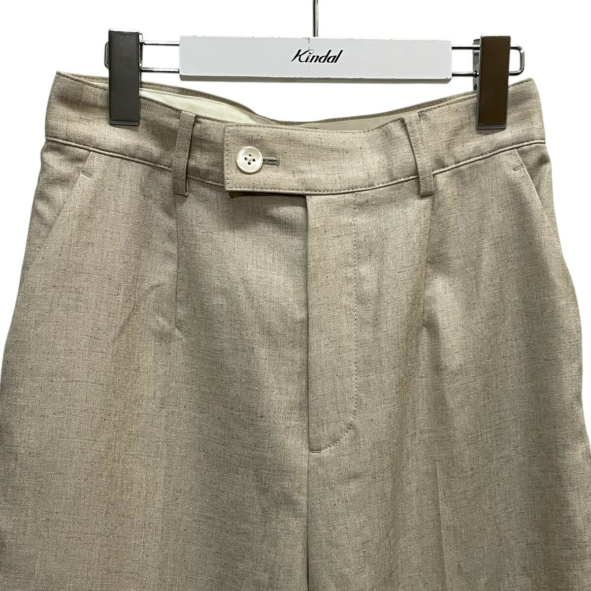 【中古】green label relaxing　リネンライク パンツ —マシンウォッシャブル・ストレッチ パンツ 3514-199-1972 ベージュ サイズ：38 【300525】（グリーンレーベルリラクシング）