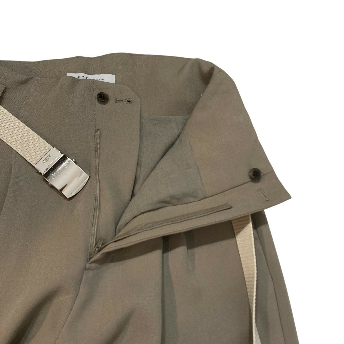 【中古】ETRE TOKYO　24AW ハイウエストベルテッドセミワイドパンツ スラックス 1224320172-0 ベージュ サイズ：S 【310525】（エトレトウキョウ）