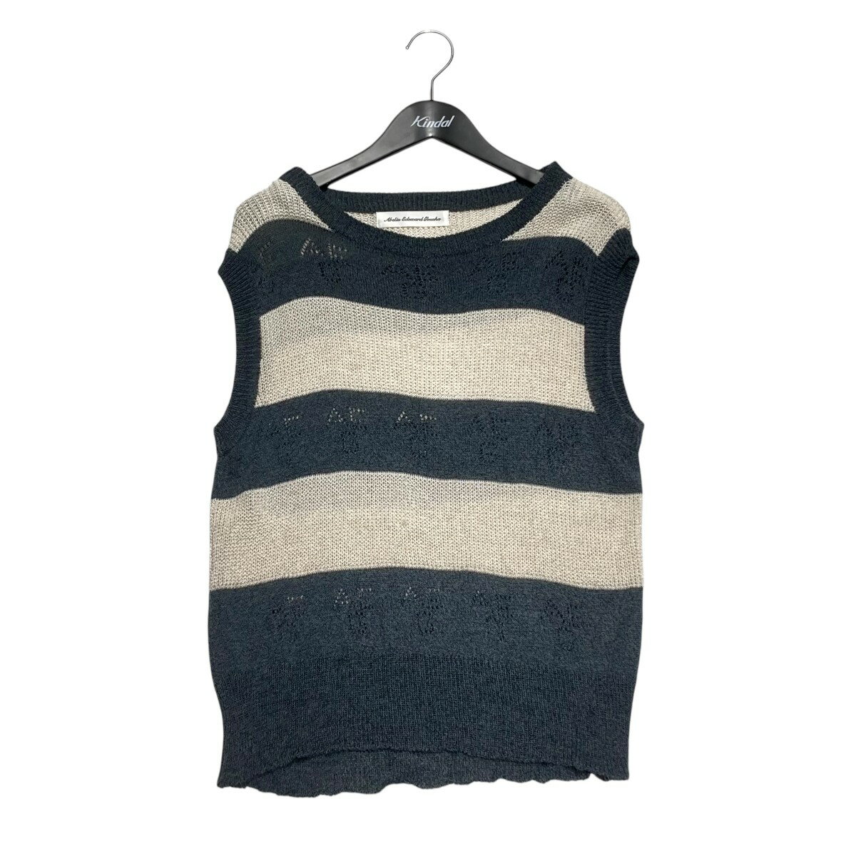 【中古】ABELIA EDOWARD GOUCHAボーダー ニットベスト 22CPKN01 ホワイト サイズ：3【価格見直し】