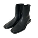 【中古】BALENCIAGA BBロゴスクエアトゥ サイドジップブーツ ブラック サイズ:38(24.0cm相当) 【310525】(バレンシアガ)