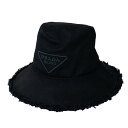 【中古】PRADAドリルハット 1HC145 ブラック サイズ:S【価格見直し】