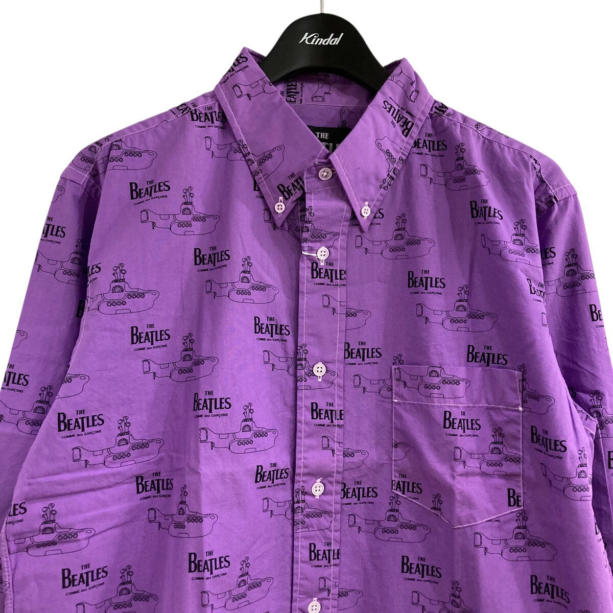 【中古】THE BEATLES COMME DES GARCONS　グラフィックシャツ VH-B002 パープル サイズ：XL 【310525】（）