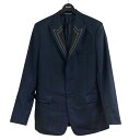 【中古】Christian Dior20AW ステッチラペルシルクジャケット 043C261A4976 ネイビー サイズ:52【価格見直し】