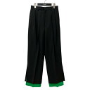 【中古】OLTA DESIGNS レイヤード タックスラックスパンツ 019-38-303 ブラック×グリーン サイズ:2 【060625】(オルタデザインズ)