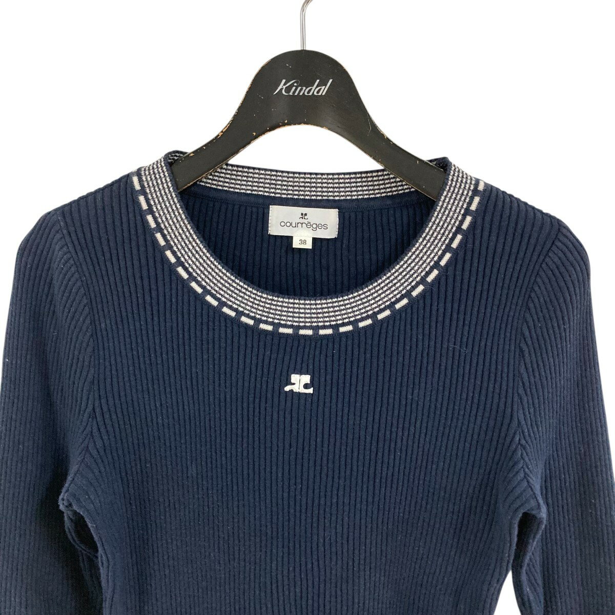 【中古】courreges　リブニット ネイビー サイズ：38 【080625】（クレージュ）