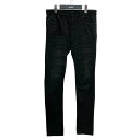 【中古】HEDDIE LOVUダメージ加工スキニーデニムパンツ ブラック サイズ:29【価格見直し】