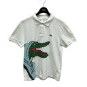 【中古】LACOSTE×JEAN-MICHEL ワニ柄 ポロシャツ ホワイト サイズ:M 【130625】(ラコステ)(4)