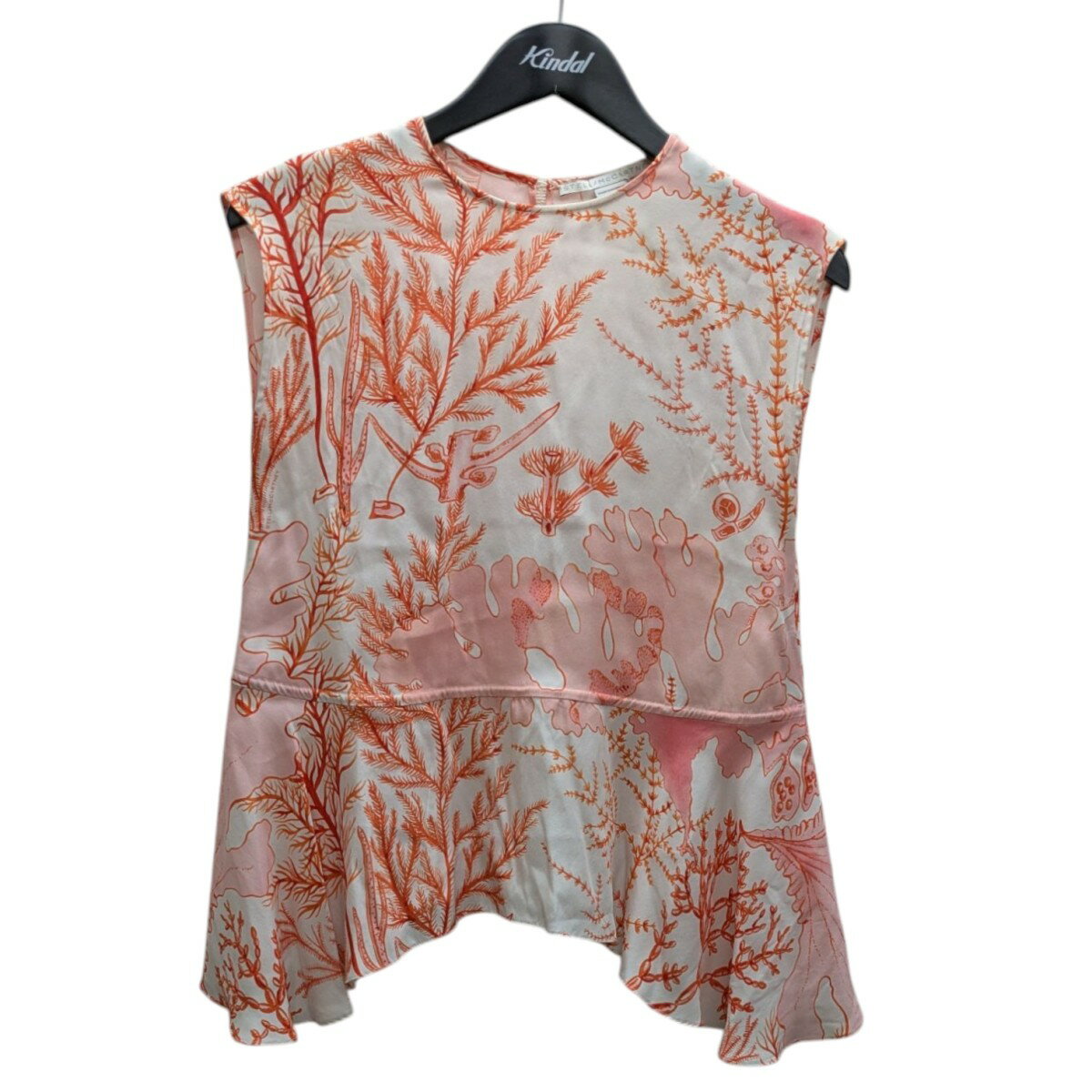 【中古】STELLA McCARTNEY　半袖シルクブラウス ホワイト×オレンジ サイズ：34 【1