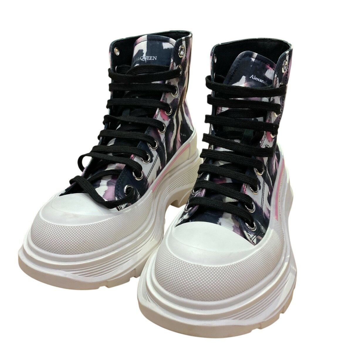 【中古】ALEXANDER McQUEENグラフィックハイカットスニーカー ホワイト×マルチカラー サイズ：37【価格..