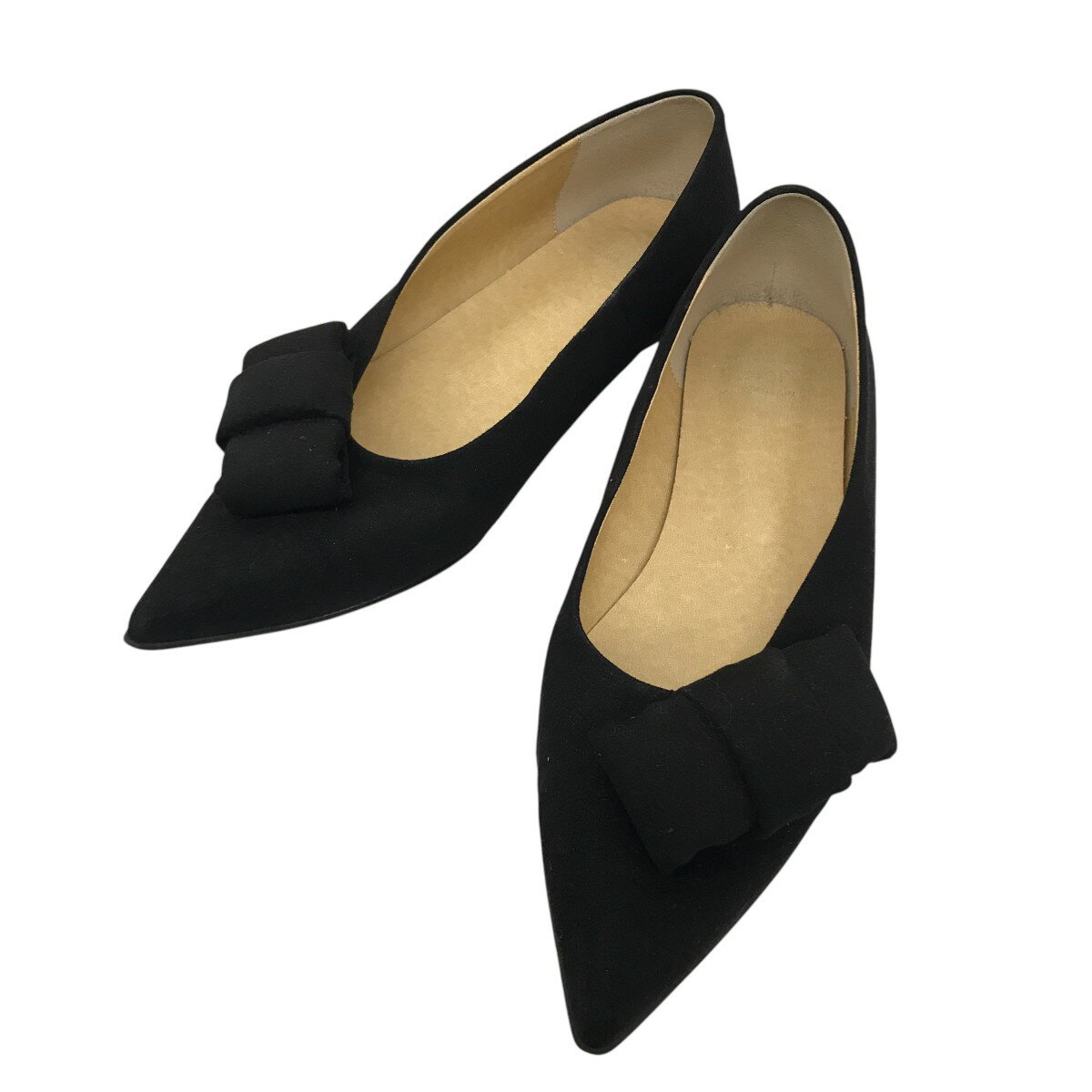 【中古】RhodolirionRibbon Pointed Toe Pumps リボンポインテッドトゥパンプス LN945 ブラック サイズ：38【価格見直し】