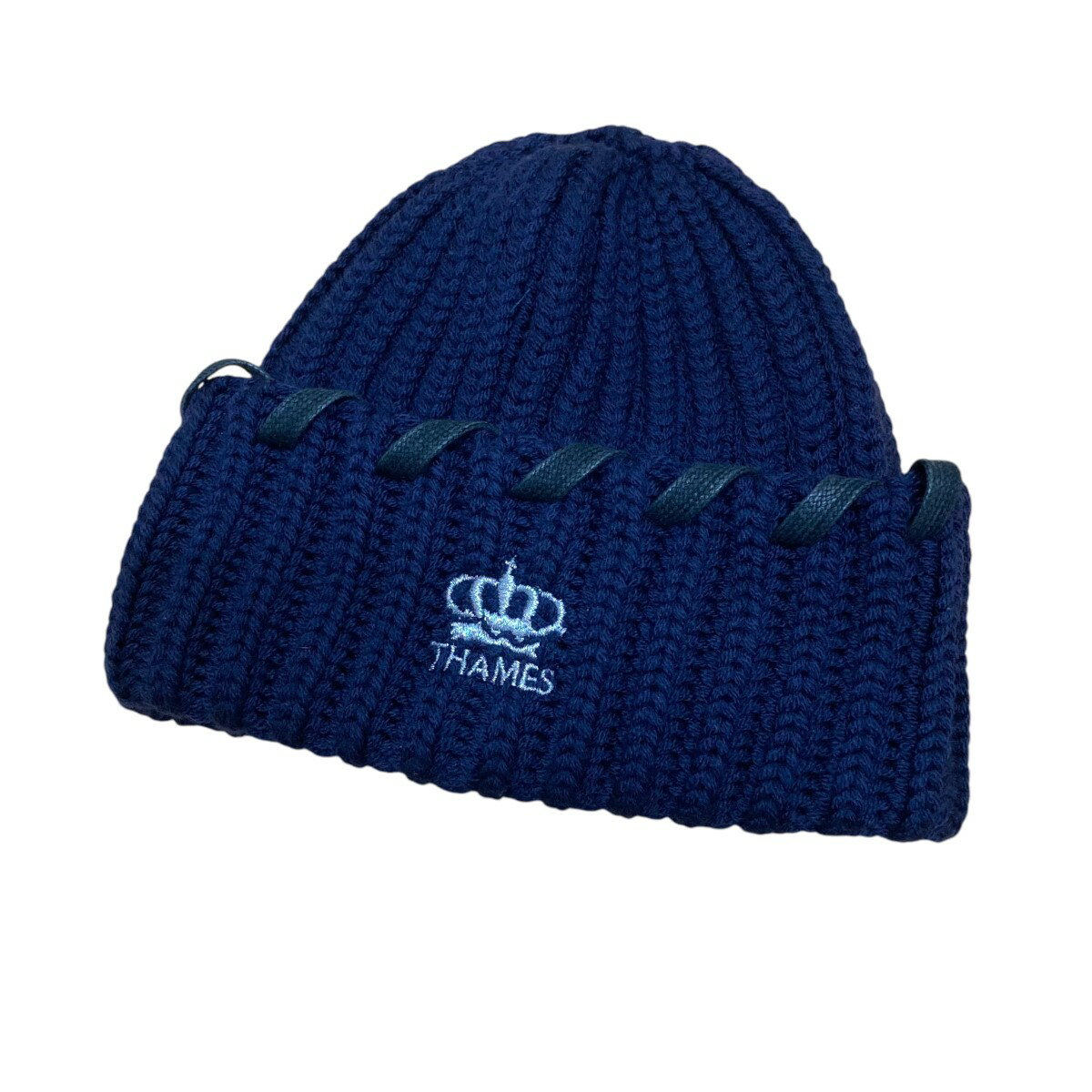 【中古】ThamesWHIPSTITCH BEANIE INK ニット帽 ネイビー サイズ：F【価格見直し】