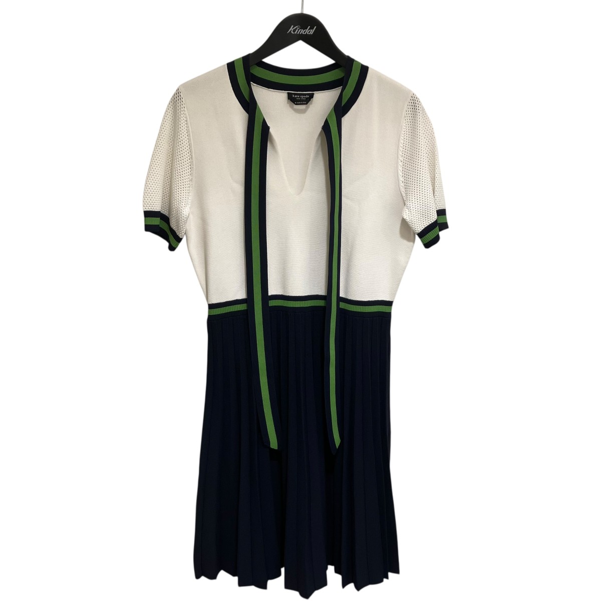 【中古】Kate Spade ボウ ネック プリーツ セーター ドレス KG118 ホワイト サイズ:M 【200625】(ケイトスペード)
