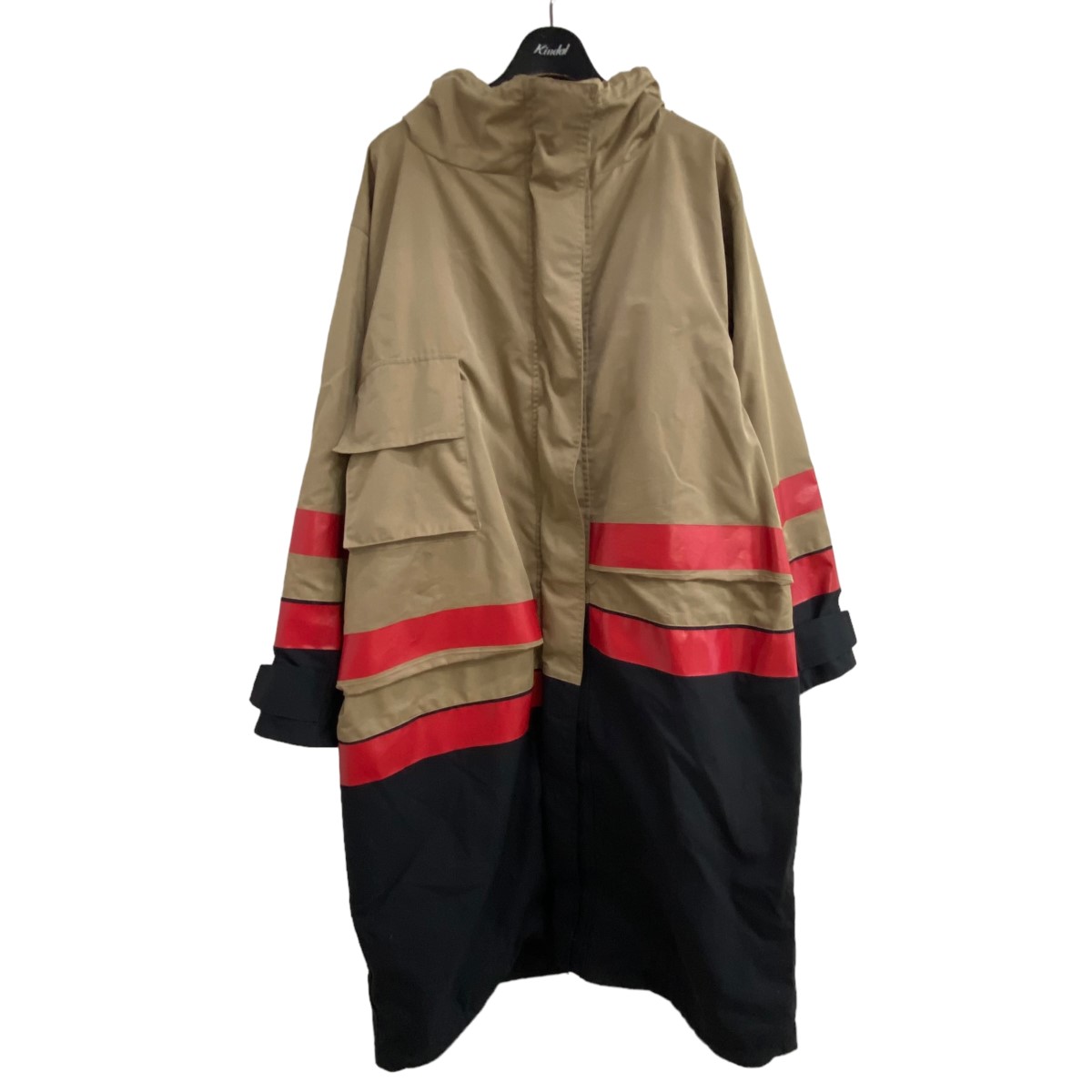【中古】GUCCI×BALENCIAGA 21AW テクニカルコットンコート ベージュ×レッド サイズ:36 【210625】(グッチ×バレンシアガ)