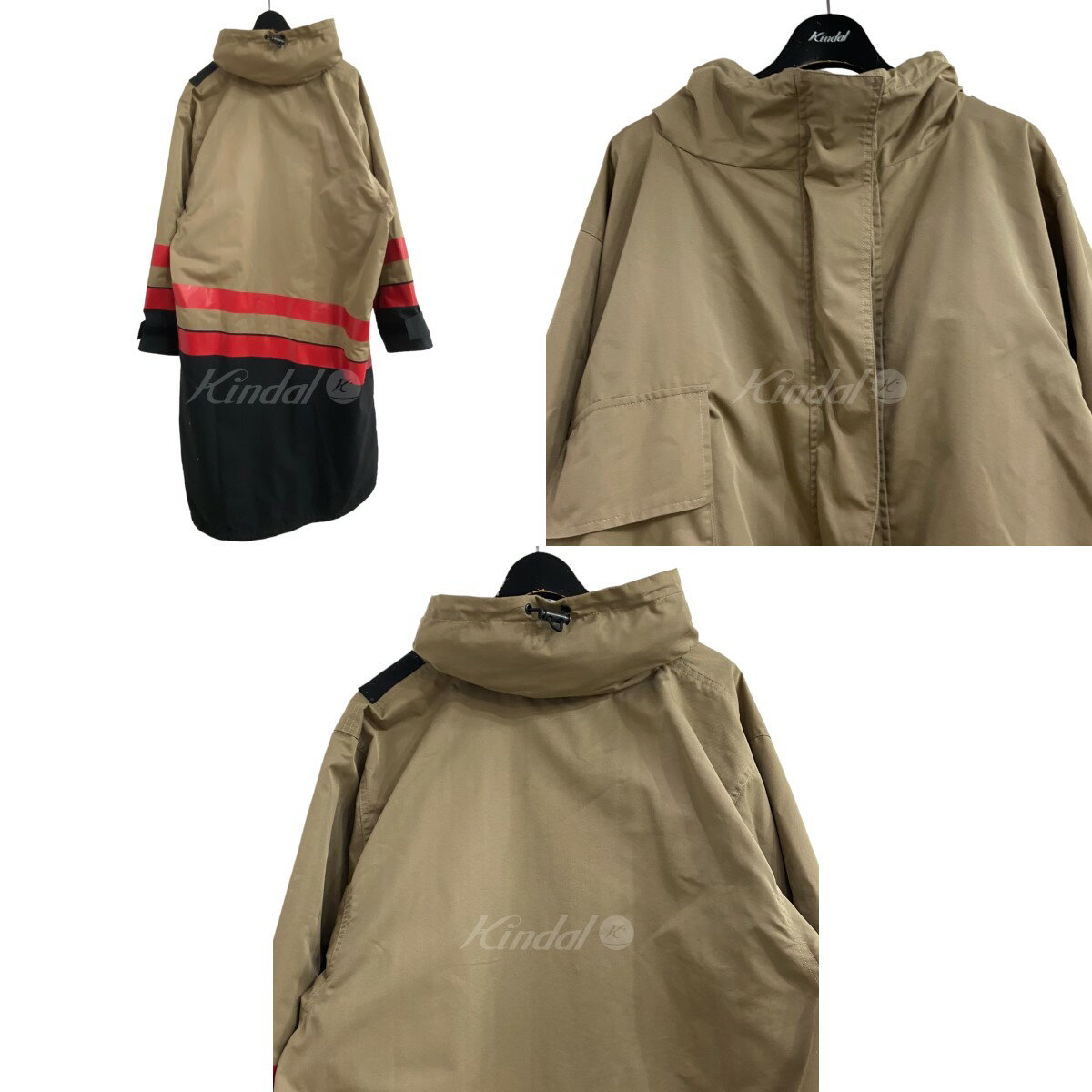 【中古】GUCCI×BALENCIAGA　21AW テクニカルコットンコート ベージュ×レッド サイズ：36 【210625】（グッチ×バレンシアガ）
