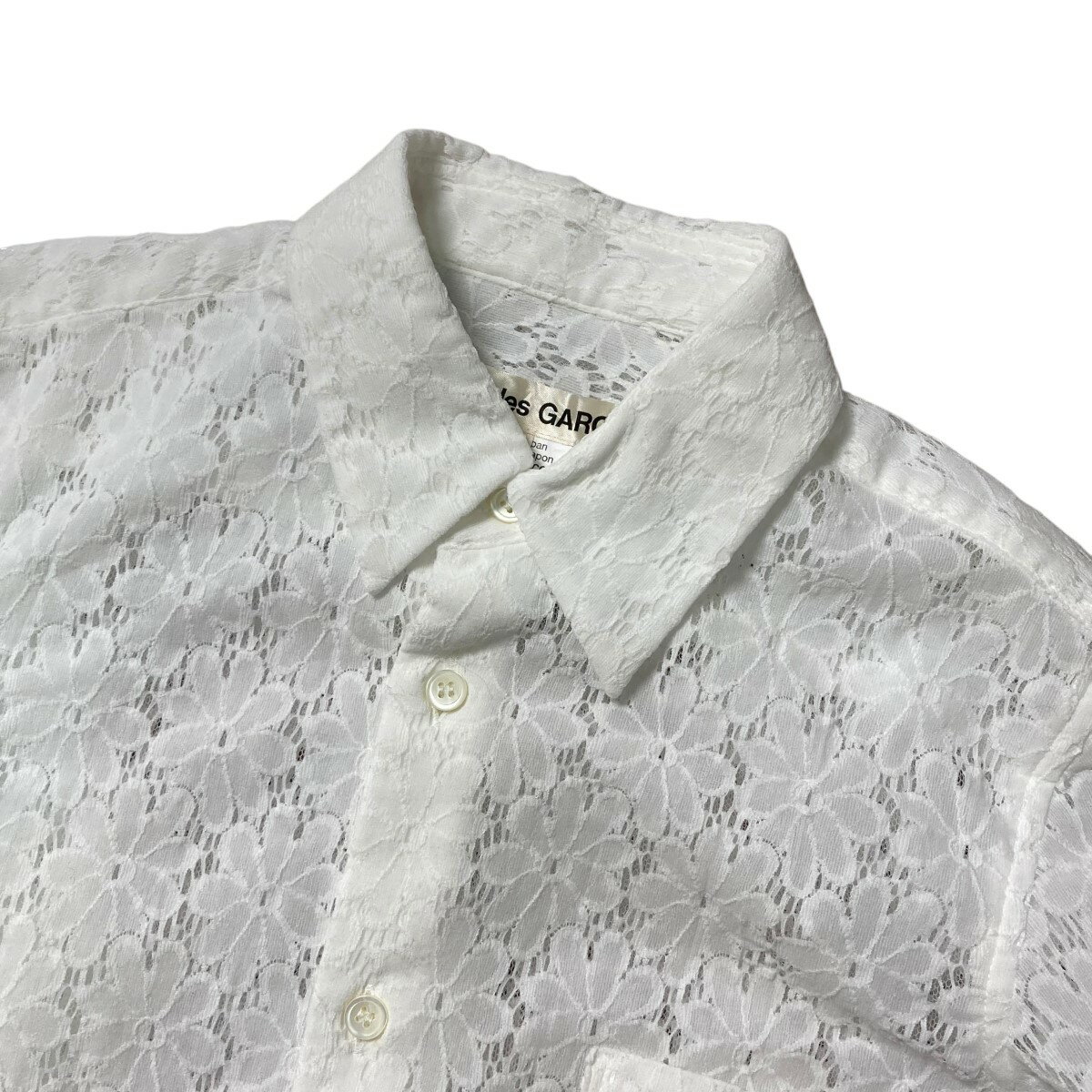 【中古】COMME des GARCONS24AW レースシャツ GN B003 ホワイト サイズ：XS【価格見直し】