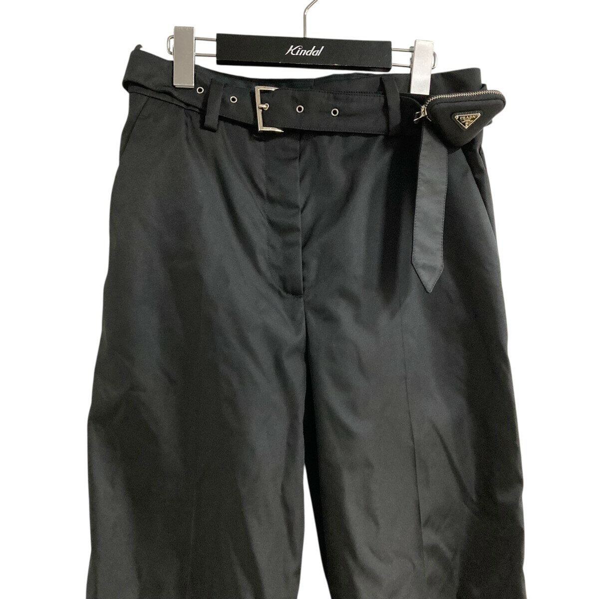 【中古】PRADA　リナイロンベルテッドパンツ ブラック サイズ：38 【220625】（プラダ）