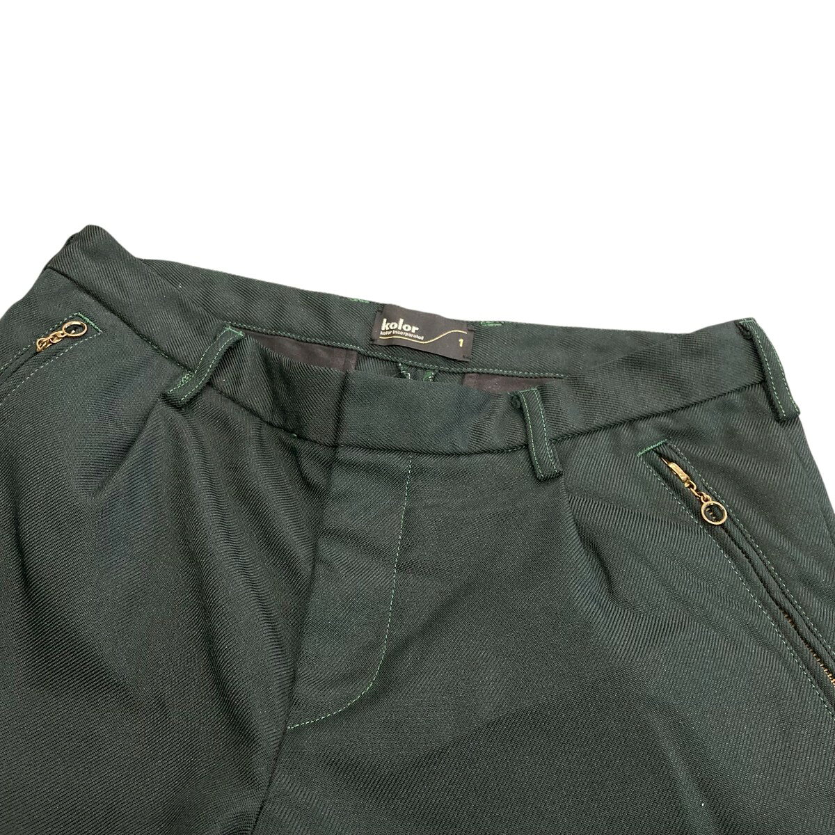 【中古】KOLOR　19AW ヘヴィツイル　ストレートパンツ 19WCM-P06106 グリーン サイズ：1 【220625】（カラー）