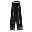 【中古】RURUMU レースアップパンツ ブラック×アイボリー サイズ:L 【300625】(ルルムウ)
