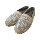 【中古】Christian Dior グランヴィル オブリーク エンブロイダリー エスパドリーユ KDB585OBE グレーxアイボリー サイズ:36 【010...